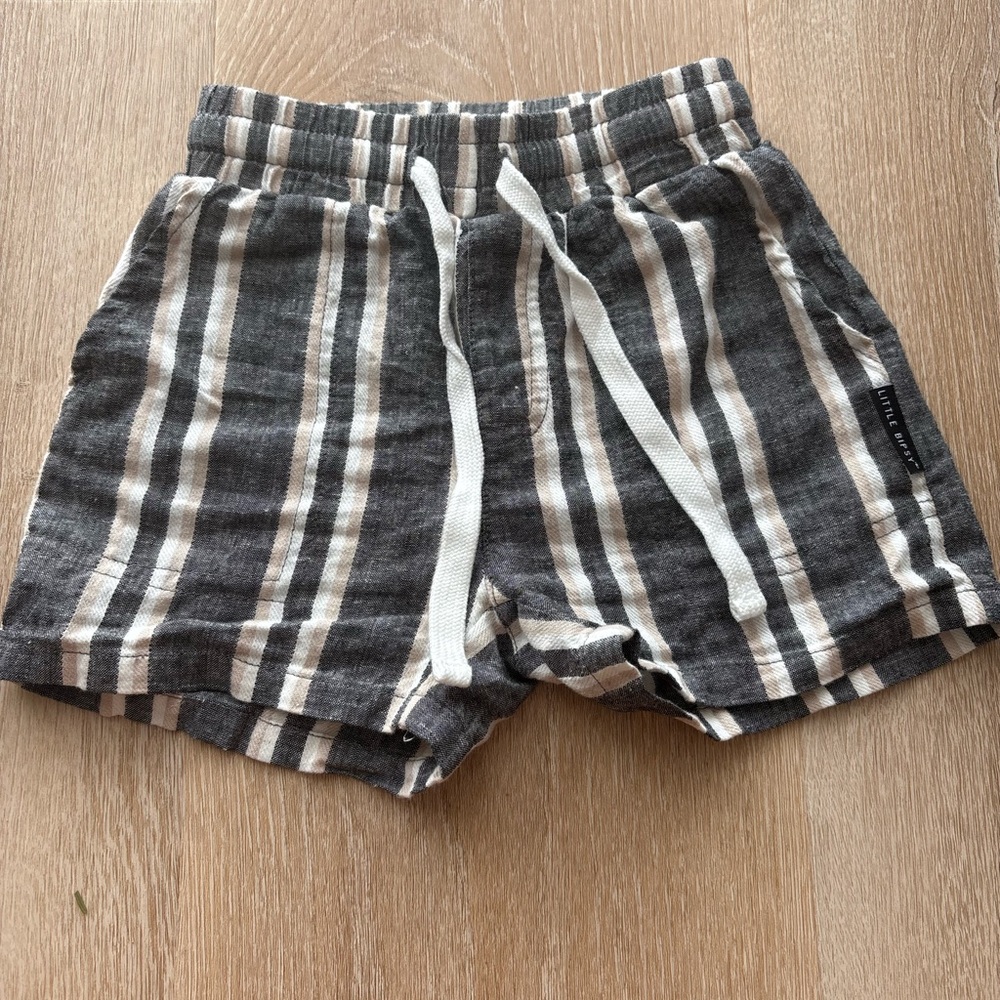 Little Bipsy Charcoal and Cream Striped Shorts